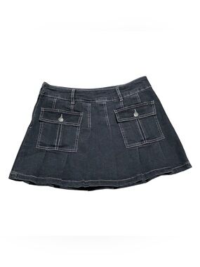 Hot Topic black denim pleated skirt size Large